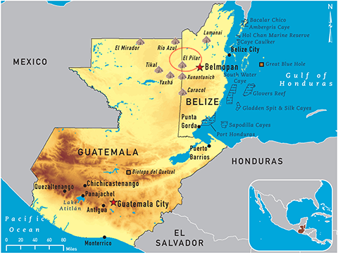 Map of Guatamala and Belize